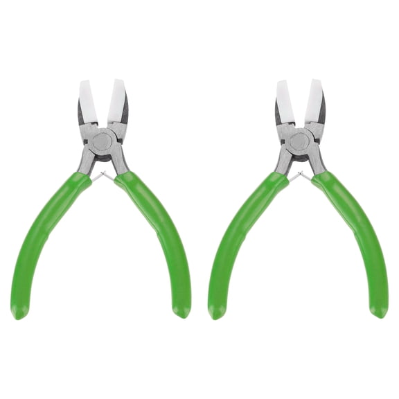 Uxcell 2Pcs Nylon Nose Pliers 5.3" Double Nylon Plier Carbon Steel with Non-slip Handle for DIY Tools Jewelry Making Looping Shaping Wire & Other Crafts, Green