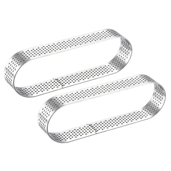 Uxcell 2pcs Oval Cake Rings, 5.1" x 1.6" Perforated Cake Mousse Ring Oval Cake Mold DIY Baking Tools