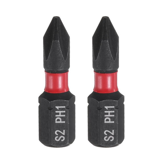 Uxcell 2pcs PH1 Phillips Screwdriver Bit 1/4" Hex Shank 25mm/1" Length Magnetic Cross Head Hex Bits S2 Steel Screw Driver Bit Industrial Grade Electric Drill Bits