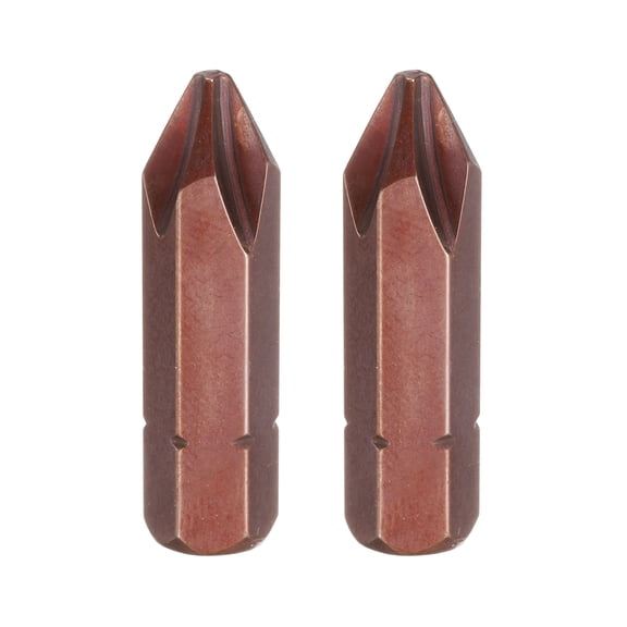 Uxcell 2pcs PH2 Magnetic Phillips Screwdriver Bit 5/16" Hex Shank 32mm Length S2, Red