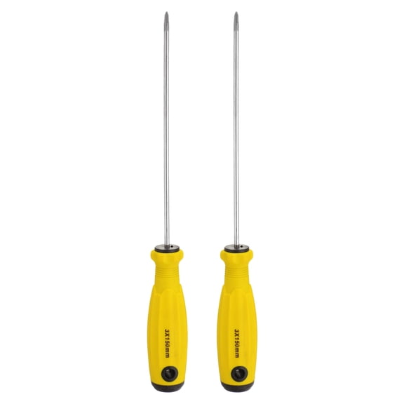 Uxcell 2pcs PH2 Phillips Screwdriver #2 9.3" Magnetic Screwdriver CR-V with Ergonomic Handle for Repairing, Yellow