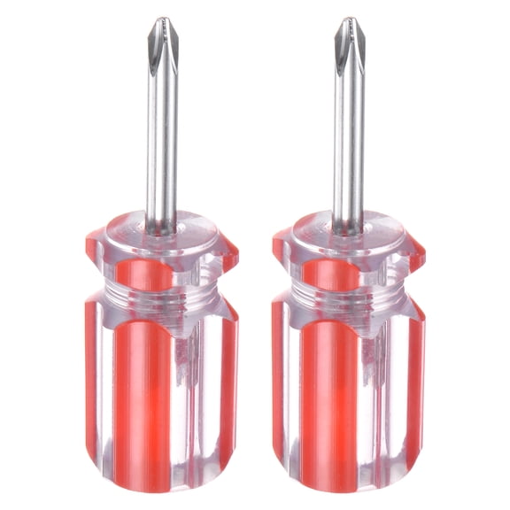 Uxcell 2pcs PH2 Short Phillips Screwdriver #2 Stubby Magnetic Screwdrivers CR-V Small Pocket Screwdriver, Red