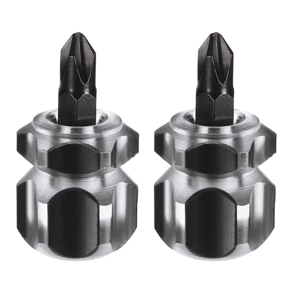 Uxcell 2pcs PH2 Stubby Phillips Screwdriver 45# Steel Black Oxide Mini Short Screwdriver with Ergonomic Handle for Tight Spaces Sewing Machine, Black