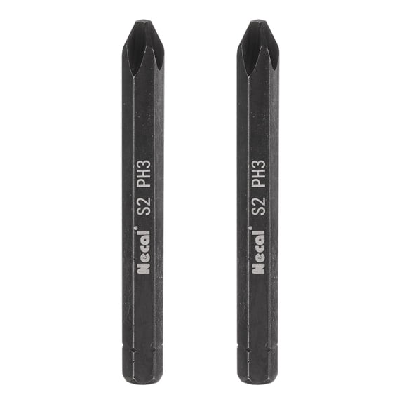 Uxcell 2pcs PH3 Magnetic Phillips Screwdriver Bit 5/16" Hex Shank 80mm Length S2, Black