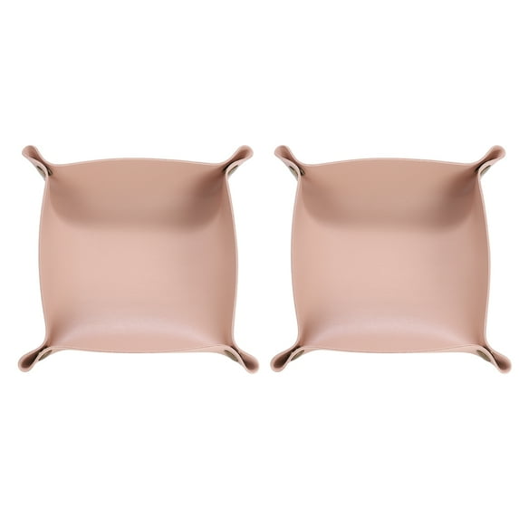 Uxcell 2pcs PU Leather Valet Tray Unisex Folding Small Catchall Tray, Pink