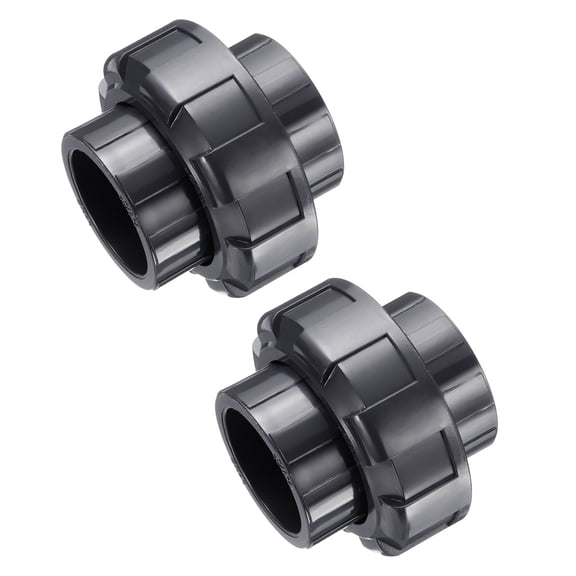 Uxcell 2Pcs Union Pipe Fittings 1-1/2" Slip Union Coupling Pipe Fitting, Dark Grey