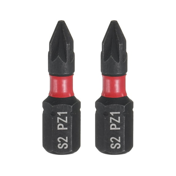 Uxcell 2pcs PZ1 Pozi Screwdriver Bit 1/4" Hex Shank 25mm/1" Length Magnetic Phillips Slotted Hex Bits S2 Steel Screw Driver Bit Industrial Grade Electric Drill Bits