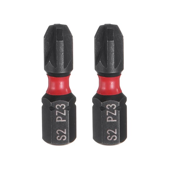 Uxcell 2pcs PZ3 Pozi Screwdriver Bit 1/4" Hex Shank 25mm/1" Length Magnetic Phillips Slotted Hex Bits S2 Steel Screw Driver Bit Industrial Grade Electric Drill Bits