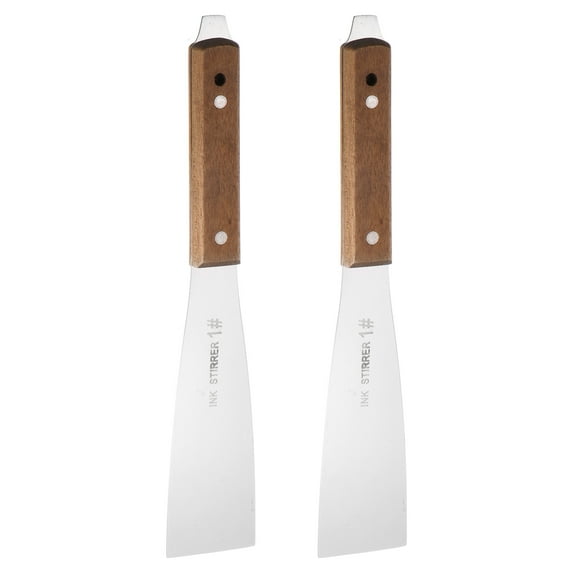 Uxcell 2Pcs Painting knife 45mm Width Shovel Mixing Palette Scraper with Wood Handle for Oil Paint Craft Spreading(1#)