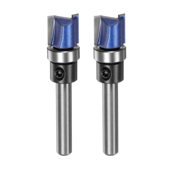 Uxcell 2pcs Pattern Flush Trim Router Bit 15/32" Cutting Length for Woodworking, Silver Blue
