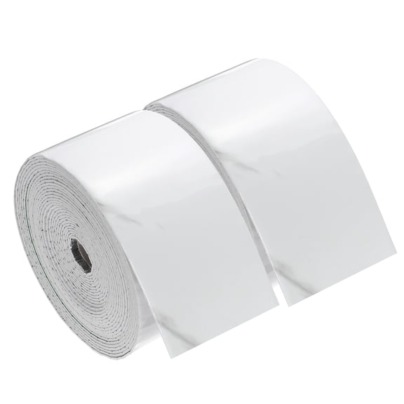 Uxcell 2pcs Peel and Stick Waterproof Wall Border, 4" x 394" White Marble Grain Removable Wallpaper Border Sticker Trim Wall Edging Lines for Wall Corner Table Furniture Mirror Frame