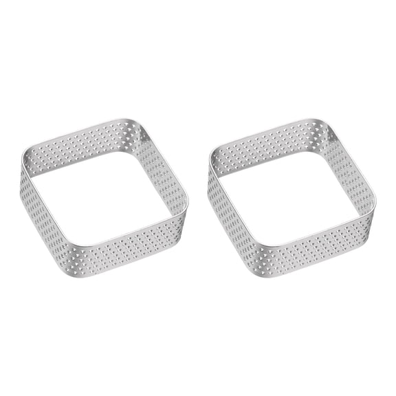 Uxcell 2pcs Perforated Cake Rings 1.97" Stainless Steel Square Tartlet Ring
