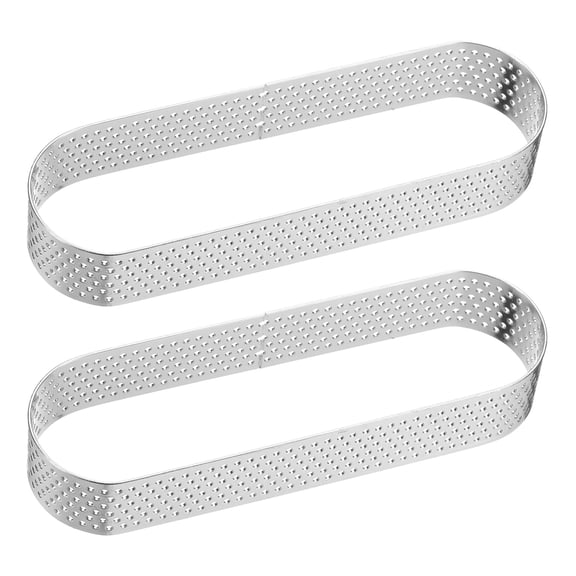 Uxcell 2pcs Perforated Cake Ring 4.72" Stainless Steel Oval Tartlet Ring