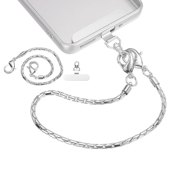 Uxcell 2pcs Phone Wrist Strap (11", Silver) - Detachable Metal Chain Phone Charm Lanyard Hand Wristlet Strap with Tether Tab, Fits Women Cellphone Party Shopping Traveling