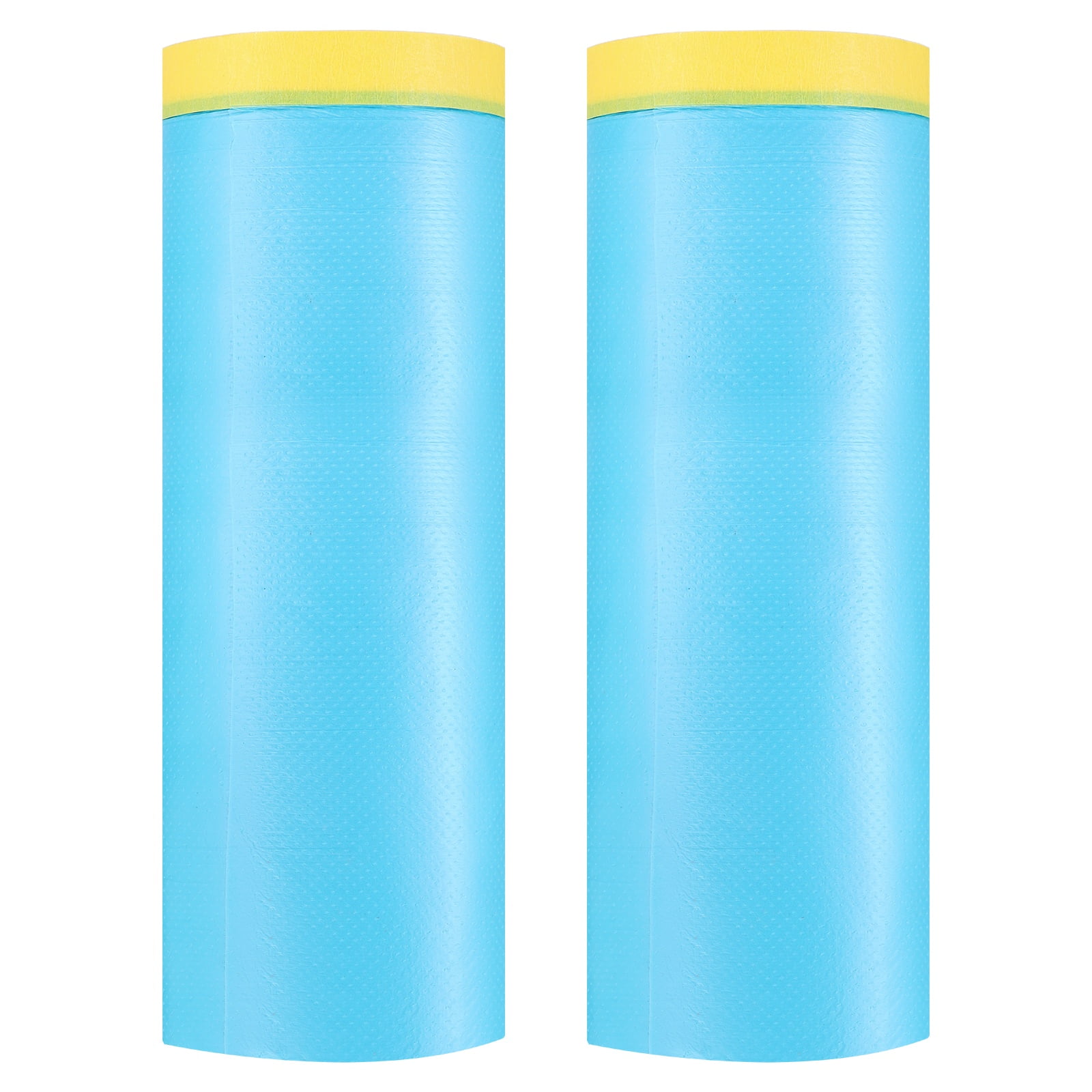 Uxcell 2pcs Pre-Taped Masking Film 59.1"x82ft Adhesive Tape and Drape Painters Plastic Drop Cloth Film with Tape Plastic Sheeting for Automotive Painting Covering, Blue