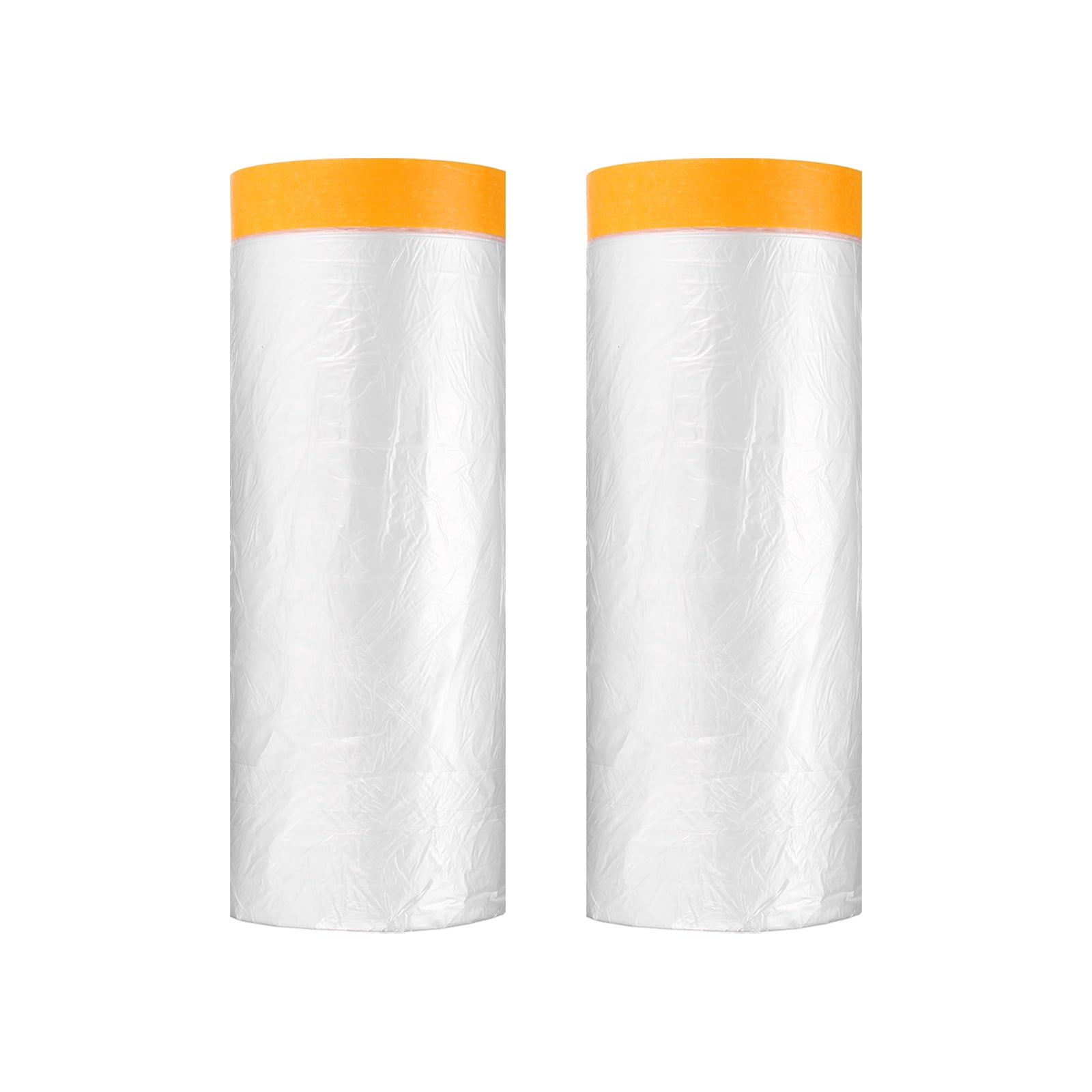 Uxcell 2pcs Pre-Taped Masking Film 70.9"x65ft Adhesive Tape and Drape Painters Plastic Drop Cloth Film with Tape Plastic Sheeting for Automotive Painting Covering, Clear