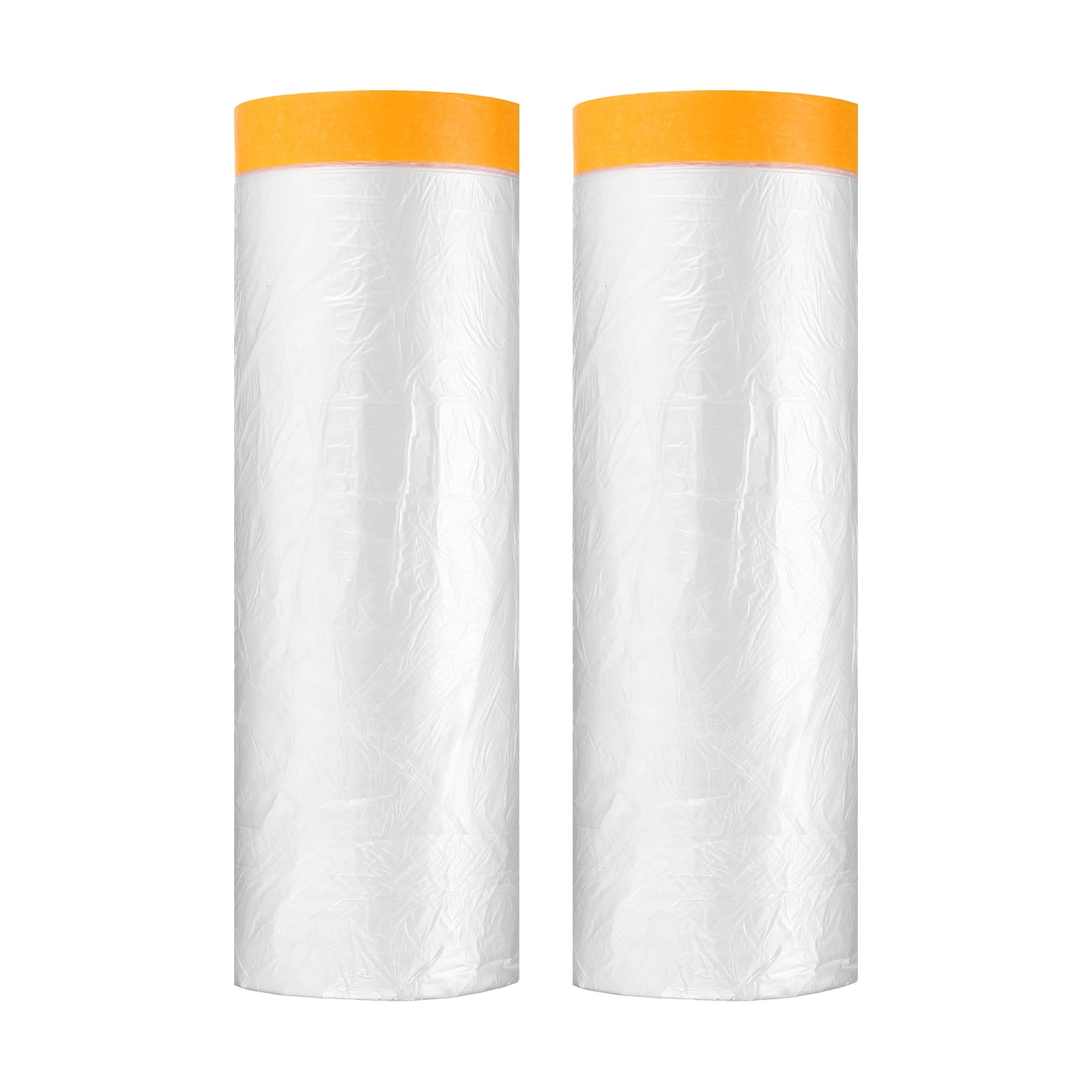 Uxcell 2pcs Pre-Taped Masking Film 94.5"x65ft Adhesive Tape and Drape Painters Plastic Drop Cloth Film with Tape Plastic Sheeting for Automotive Painting Covering, Clear