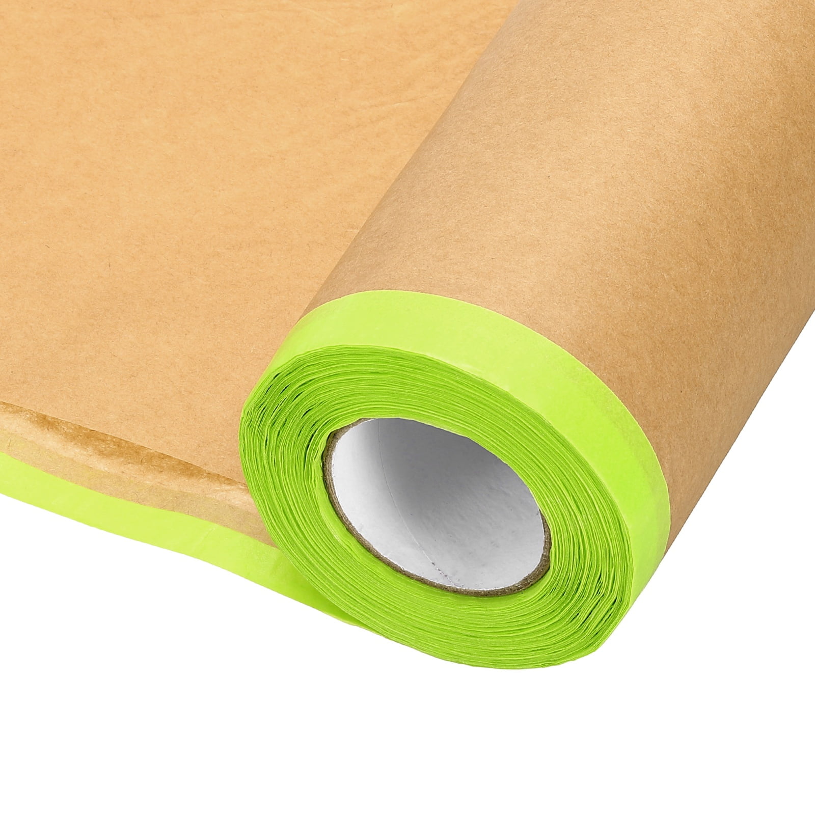 Uxcell 2pcs Pre-Taped Masking Paper, 12" x 49 ft Paint Adhesive Protective Paper Painter Tape and Drape for Masking Auto Body Covering Wall Skirting Frames, Green