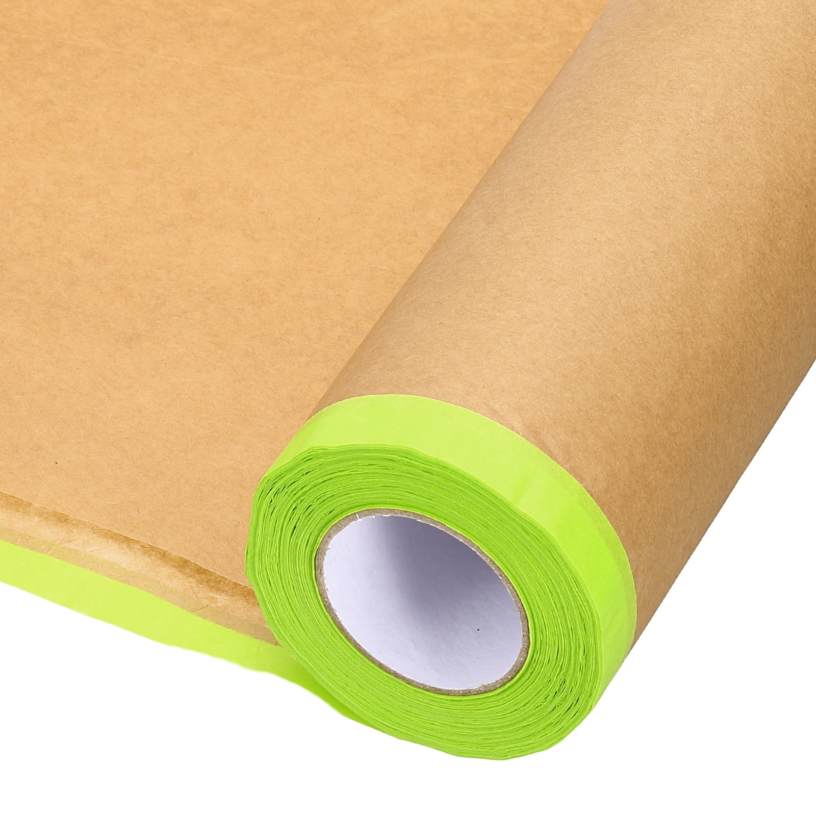 Uxcell 2pcs Pre-Taped Masking Paper, 18" x 49 ft Paint Adhesive Protective Paper Painter Tape and Drape for Masking Auto Body Covering Wall Skirting Frames, Green