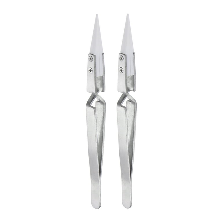 Stainless Steel Ceramic Tweezers Heat Resistant Non Conductive Ceramic tip