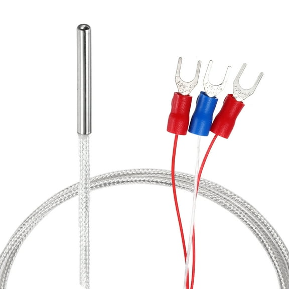 Uxcell 2pcs RTD PT100 Temperature Sensor Probe, -50 to 200 Temperature Controller Stainless Steel Thermocouple Waterproof with 3 Wire Terminal, 3.3ft