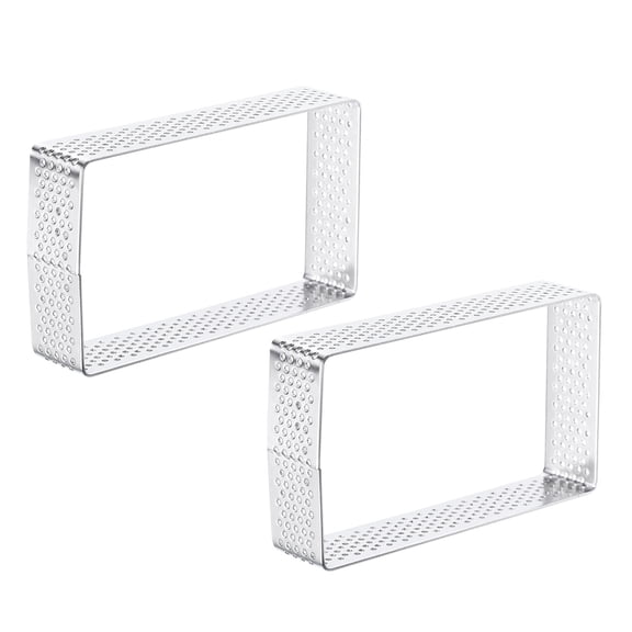 Uxcell 2pcs Rectangular Cake Mold Rings, 3.8" x 2.2" Stainless Steel Cake Mousse Ring Dessert Baking Mould