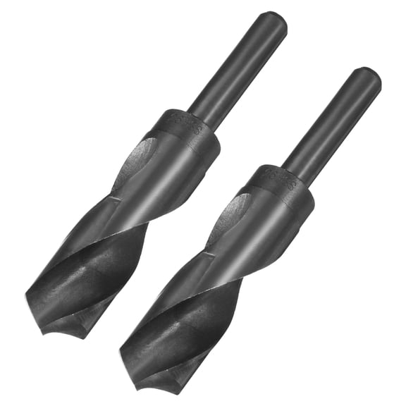 Uxcell 2pcs Reduced Shank Drill Bits 26mm Black Nitride Coated High Speed Steel HSS 9341 with 1/2" Straight Shank