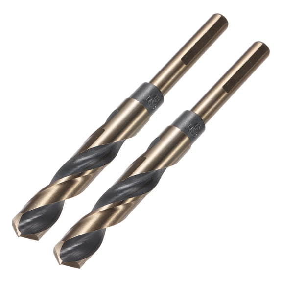 Uxcell 2pcs Reduced Shank Twist Drill Bits 15.5mm Black Nitride & Gold Titanium Coated High Speed Steel 4341