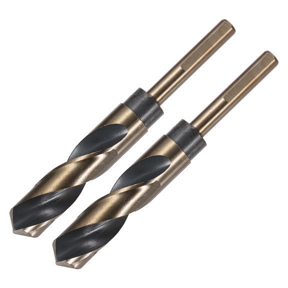 Uxcell 2pcs Reduced Shank Twist Drill Bits 20mm Black Nitride & Gold Titanium Coated High Speed Steel 4341