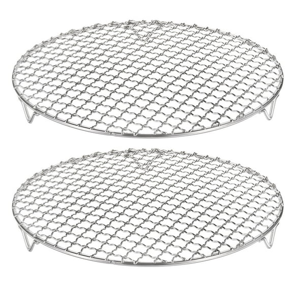 Uxcell 2pcs Round Cooking Rack, 10.2-inch 201 Stainless Steel Cross Wire Barbecue Grill Net Racks with 20mm Legs
