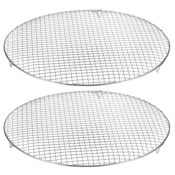 Uxcell 2pcs Round Cooking Rack, 15-inch 201 Stainless Steel Cross Wire Barbecue Grill Net Racks with 20mm Legs