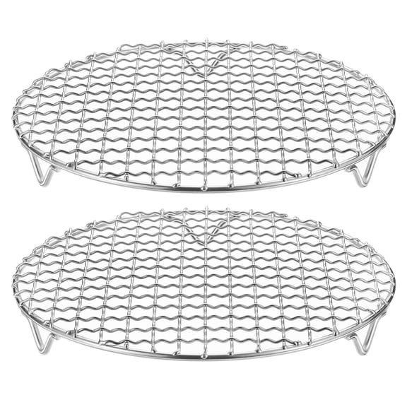 Uxcell 2pcs Round Cooking Rack, 8.3-inch 201 Stainless Steel Cross Wire Barbecue Grill Net Racks with 20mm Legs