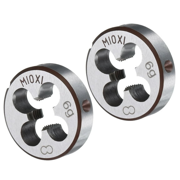 Uxcell 2pcs Round Threading Die M10 x 1.0 Metric Thread Right Hand Screw Cutting Fixed Dies, Alloy Tool Steel Tapping Repair Tool