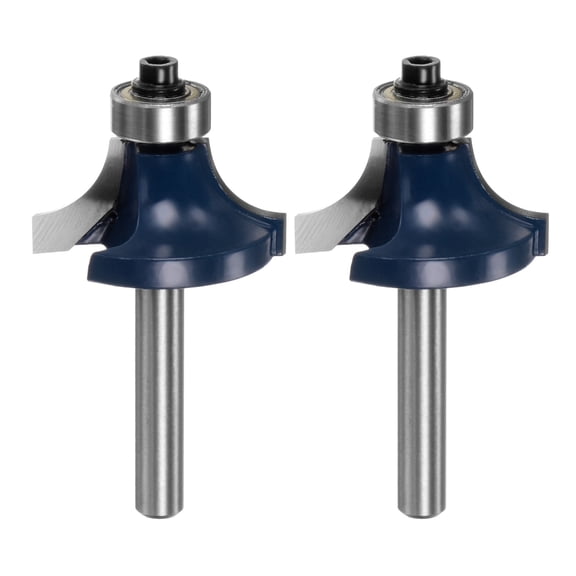 Uxcell 2pcs Roundover Router Bit, 1/4 Shank 3/8" Radius Carbide Tipped Woodworking Tool