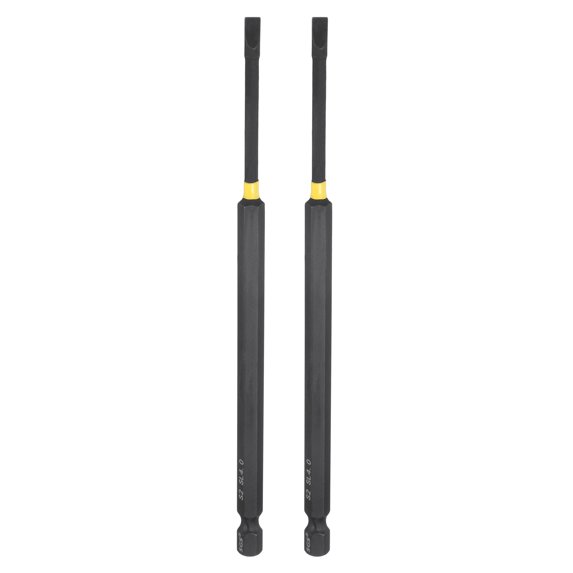 Uxcell 2pcs SL4 Slotted Impact Screwdriver Bits 1/4" Hex Shank 6" Long Magnetic Bit
