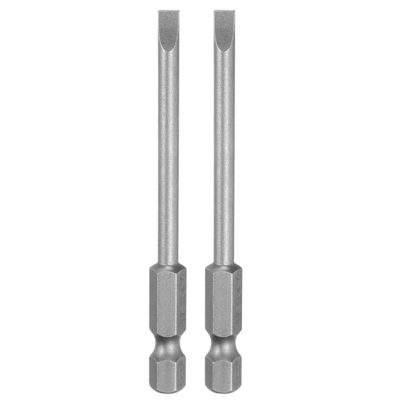 Uxcell 2pcs SL4 Slotted Screwdriver Bits 4mm Slotted Tip 1/4" Hex Shank 75mm (3") Long Magnetic Flat Head S2 Steel Screw Driver Drill Bits Industrial Power Screwdriver Bit