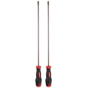 Uxcell 2pcs SL5 Flat Head Screwdriver 15.75" Magnetic Screwdrivers 3.94" Heat-Treated S2 Alloy Steel with Ergonomic Handle for DIY Repairing, Red Brown