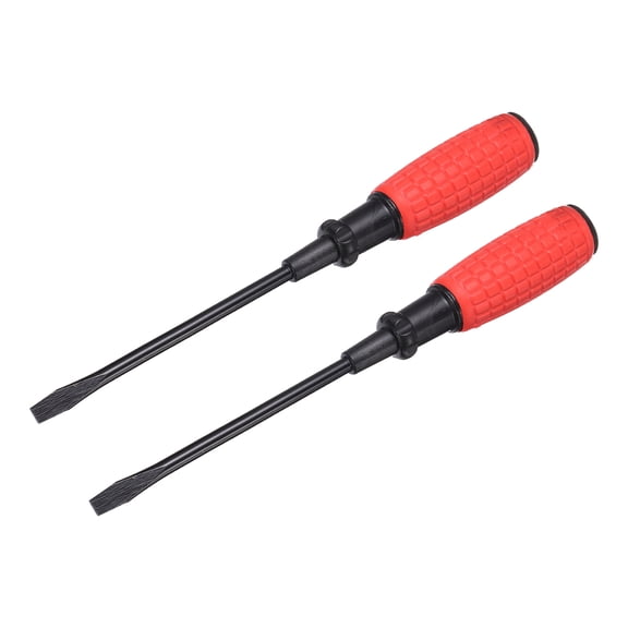 Uxcell 2pcs SL6 Flat Head Screwdriver 9.3" Length 45# Steel Magnetic Slotted Screwdrivers with Ergonomic Grip for Appliances Furniture Automotive Repairing