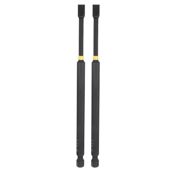 Uxcell 2pcs SL6 Slotted Impact Screwdriver Bits 1/4" Hex Shank 6" Long Magnetic Bit