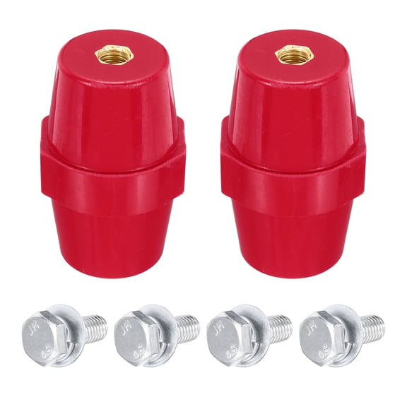Uxcell 2pcs SM-76 Busbar Insulator, Polyester Standoff Insulators, High-Strength with M10 Screws, Studs, Washers for Power Distribution Cabinet