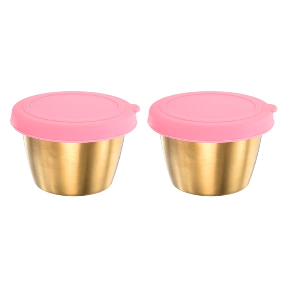 Uxcell 2pcs Salad Dressing Container, 2.4oz Leak Proof Condiment Cups Container for Picnic and Travel, Pink