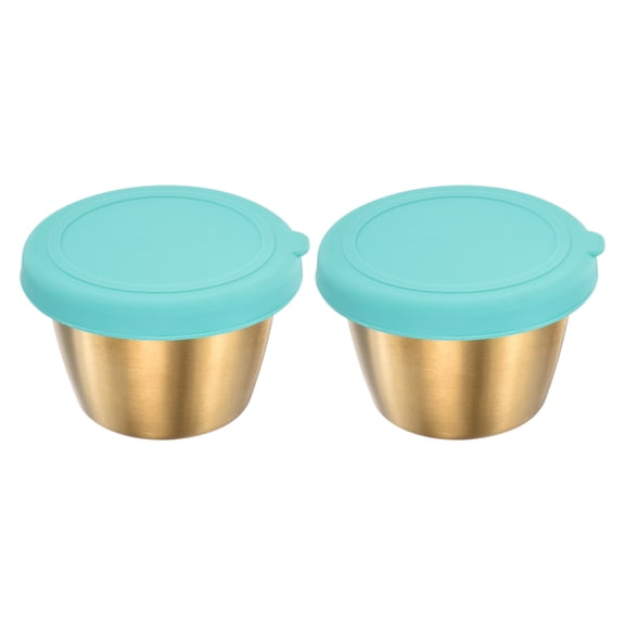 Uxcell 2pcs Salad Dressing Container, 2.4oz Leak Proof Condiment Cups Container for Picnic and Travel, Sky Blue