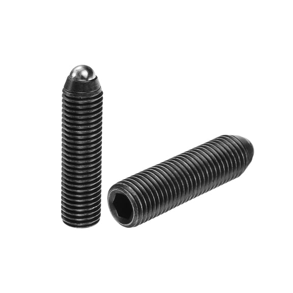 Uxcell 2pcs Screw Thread Ball Plunger M16 x 60mm High Carbon Steel Hex Socket Spring Plunger Ball for Lubrication Pneumatic Tools, Black