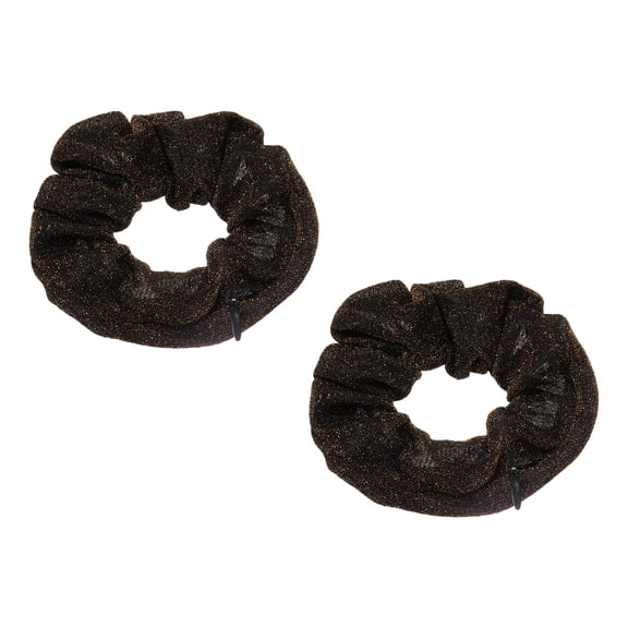 Uxcell 2pcs Scrunchies with Pocket Zipper (2 Inch) - Bling Scrunchie Hair Ties & Elastic Hair Bands, for Girls Women Ponytail Accessories Holder Coins Keys, Brown