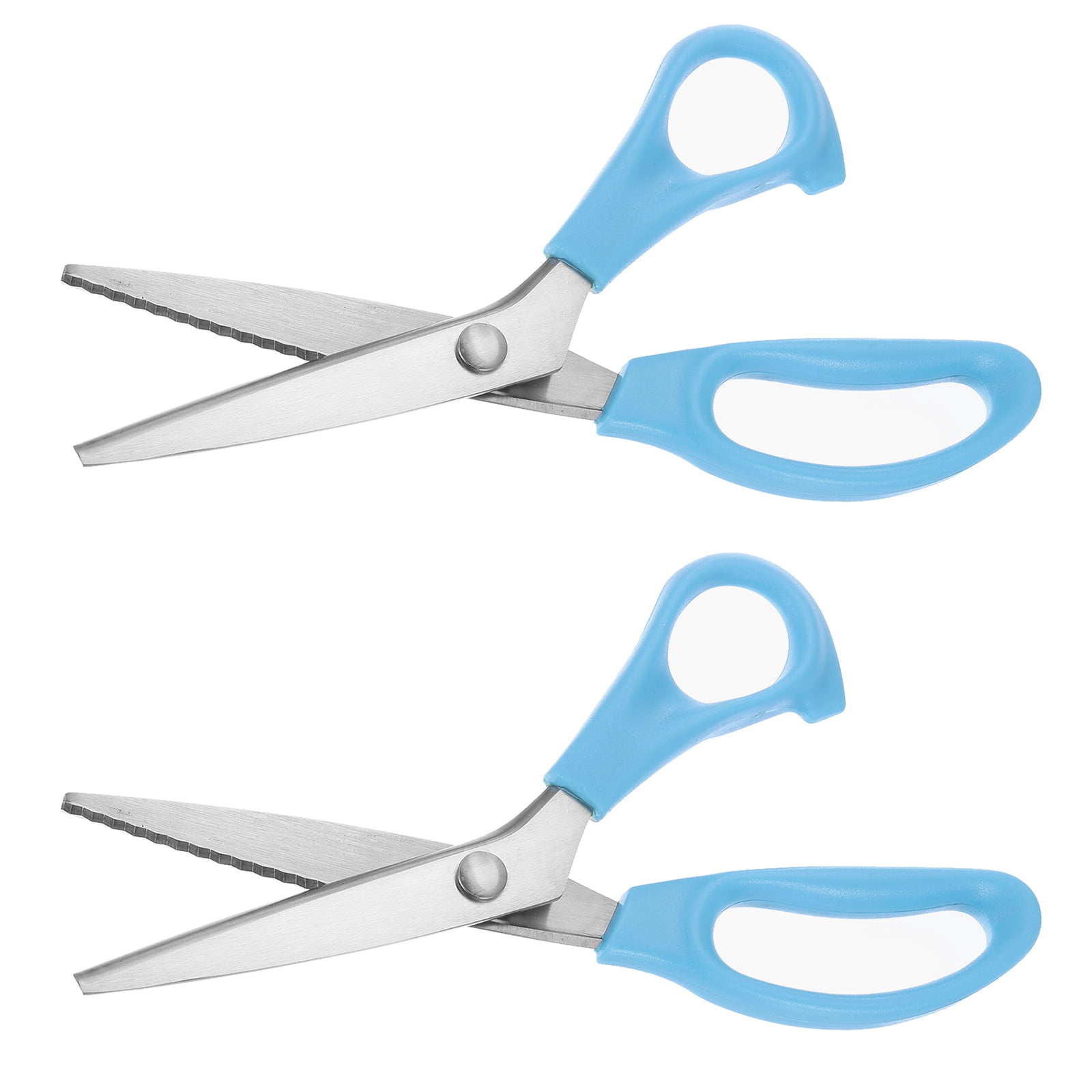 Uxcell 2pcs Sewing Scissors Serrated Tailor Scissors Stainless Steel Shears for Fabric Cutting Embroidery Sewing Handcraft DIY Tool Blue