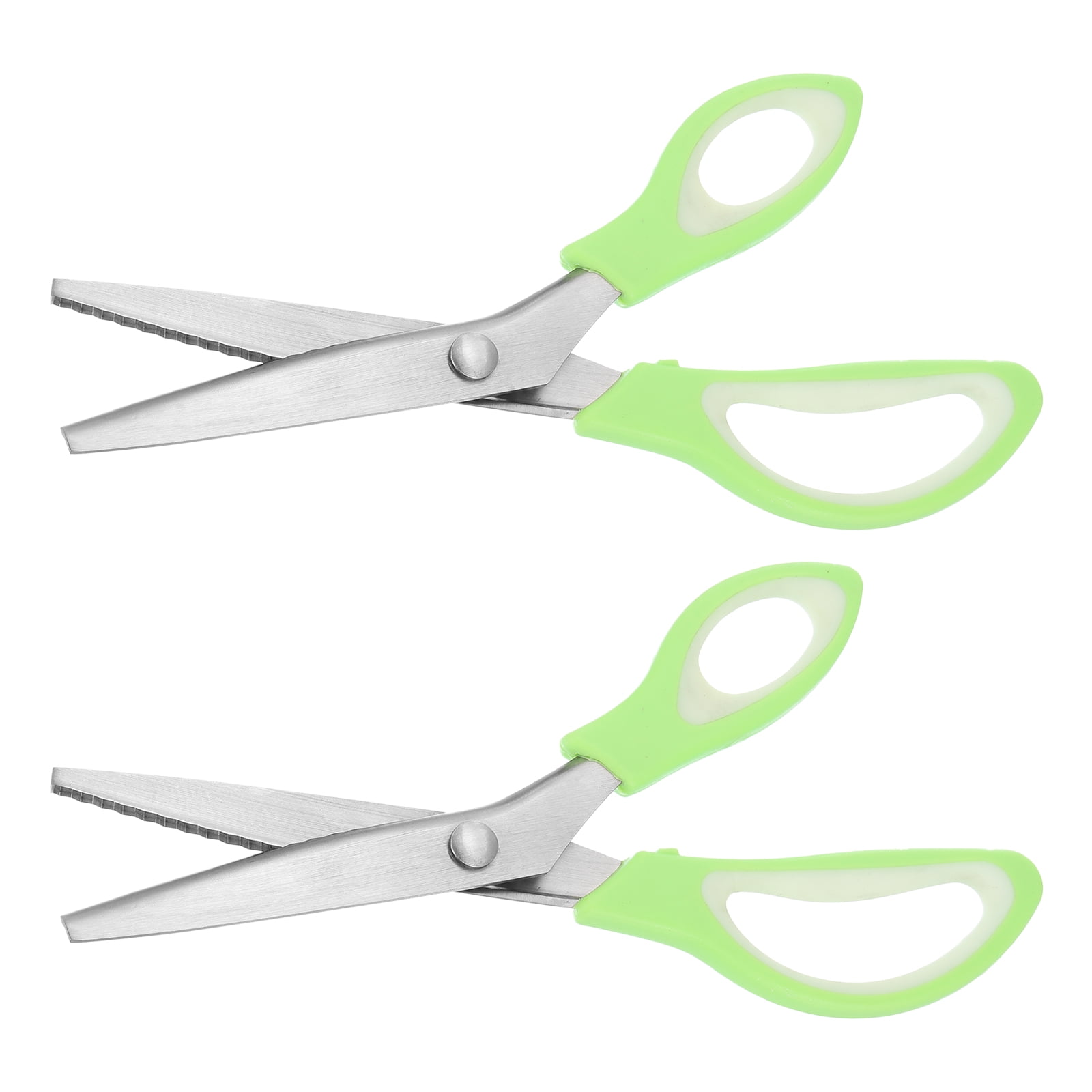 Uxcell 2pcs Sewing Scissors Stainless Steel Serrated Craft Shears White Light Green