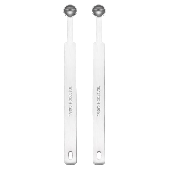 Uxcell 2pcs Single Measuring Spoon 1/8 tsp (0.63 ml) Teaspoon / Tablespoon 430 Stainless Steel Single Tiny Square Bowl Measuring Spoon Long Handle Measure Scoop