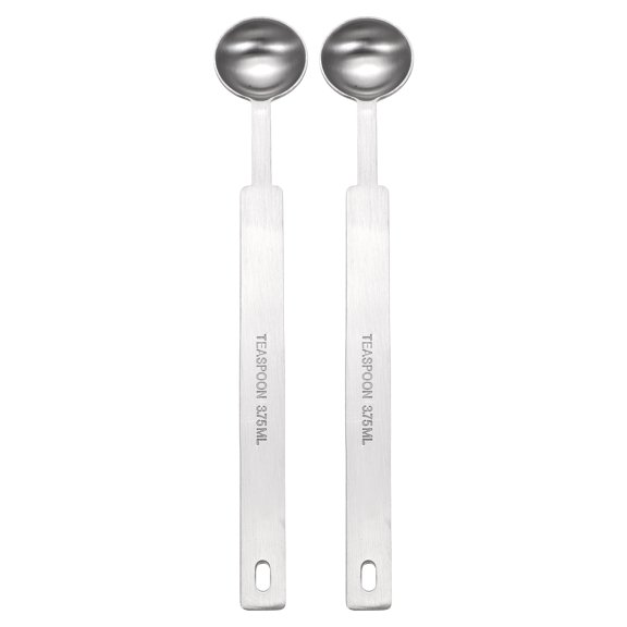 Uxcell 2pcs Single Measuring Spoon 3/4 tsp (3.75 ml) Teaspoon / Tablespoon 430 Stainless Steel Single Tiny Square Bowl Measuring Spoon Long Handle Measure Scoop