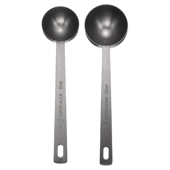 Uxcell 2pcs Single Measuring Spoon Set 1tbsp / 2tbsp Stainless Steel Spoon, Black