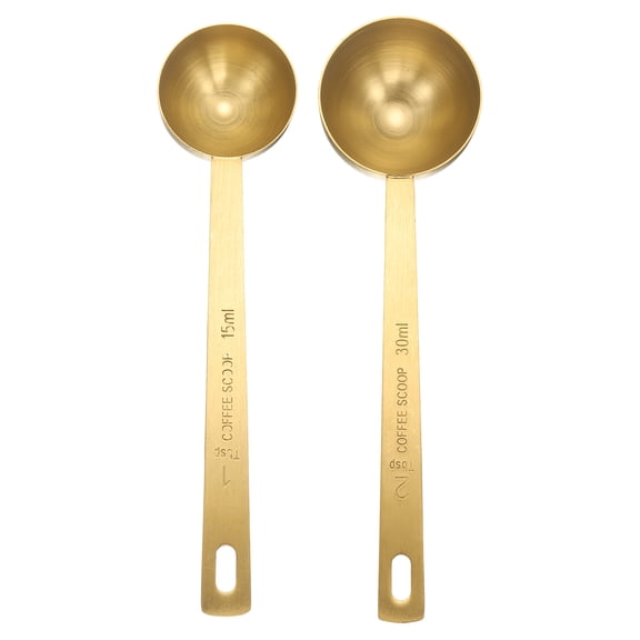 Uxcell 2pcs Single Measuring Spoon Set 1tbsp / 2tbsp Stainless Steel Spoon, Gold